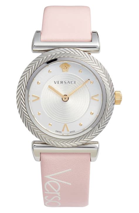 versace leather strap watch.